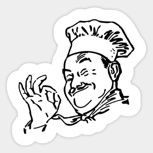 Chef's okay, chef, vintage chef cook with ok sign Sticker